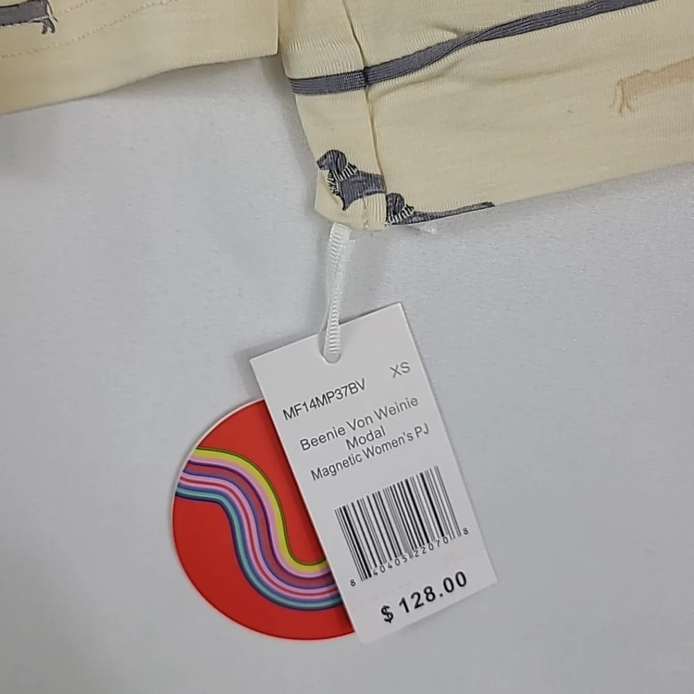 NWOT Magnetic Me Women Modal Beenie Von Weinie Cream Top Bottom Pajamas Sz XS - Picture 5 of 11